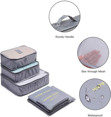 SIMESTICH 6 Pcs Travel Organizer Packing Cubes Set Small Travel Bag(Grey)