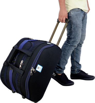 Sky Script (Expandable) 55 L Heavy Duty fashionable nylon trolley Duffel Bag - American Touristes 55L Duffel With Wheels (Strolley) (Blue) - colour Regular Capacity Duffel With Wheels (Strolley)