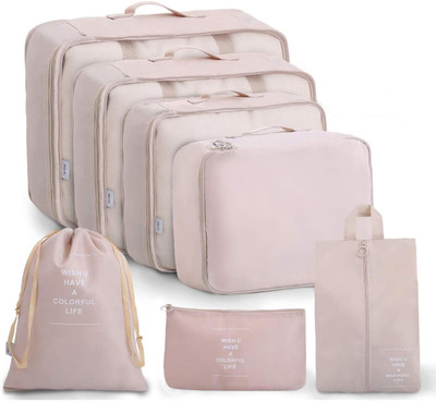 Lyrovo 7 Set Travel Organizer Packing Cubes(Beige)