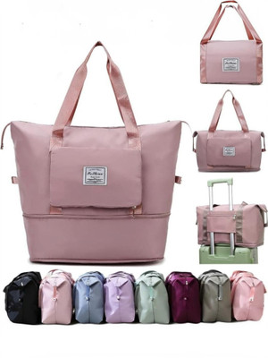 Woomzy Large Capacity Folding Bag, Travel Lightweight Waterproof Carry Luggage Bag Small Travel Bag  - Larg(Pink)