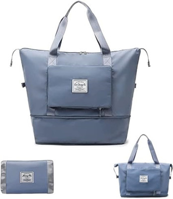 kidsmuch Large Capacity Folding Travel Bag, Lightweight Waterproof Luggage Bag Small Travel Bag  - Large Capacity(Blue)