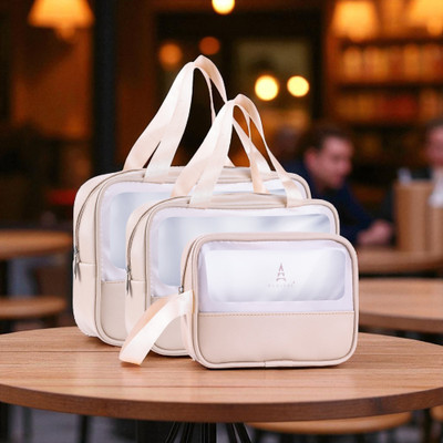 Parisal One Set, Endless Styles – Premium 3-in-1 Bag Collection Small Travel Bag  - Large , Medium , Small(Beige, White)