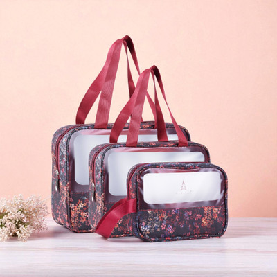 Parisal One Set, Endless Styles – Premium 3-in-1 Bag Collection Travel Toiletry Kit(Brown, White)