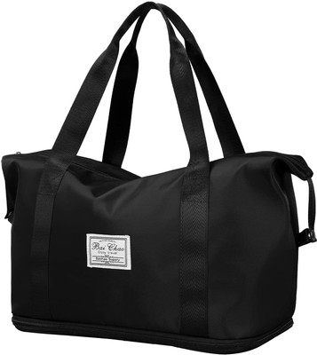 LOGICMART Foldable Travel Duffel Bag Large Capacity Folding Travel Bag Small Travel Bag  - Large(Black)