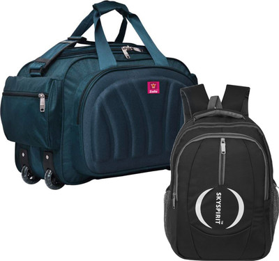 sky spirit (Expandable) Super Premium Quality Combo Duffle Bag With Backpack For Traveltour,Multipurpose Duffel With Wheels (Strolley)