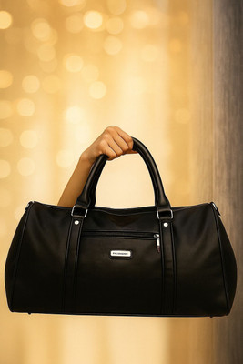 MayFay Waterproof Leather Duffel Bag|Stylish Gym|Office & Travel Shoulder Bag Small Travel Bag  - Medium(Black)