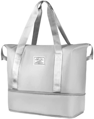 JIALTO 40L Nylon Expandable Travel Duffle Bag for Women Luggage/Foldable Vanity Bag Small Travel Bag  - Expanded Dimensions - 41cm/16.1in x 23cm/9.1in x 38cm/14.9in (W x D X H)(Grey)