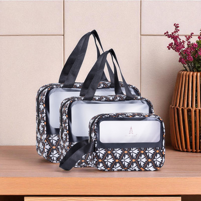 Parisal One Set, Endless Styles – Premium 3-in-1 Bag Collection Travel Toiletry Kit(Brown, White)