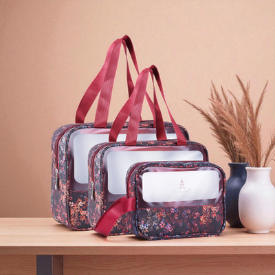 Parisal One Set, Endless Styles – Premium 3-in-1 Bag Collection Travel Toiletry Kit(Brown, White)
