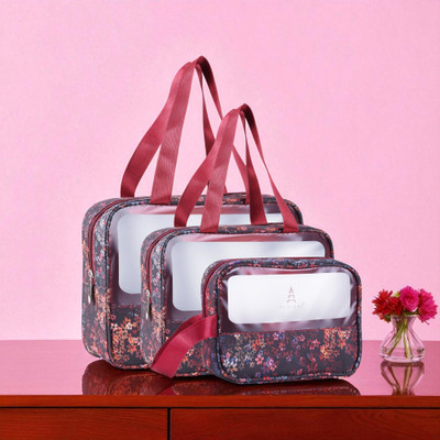 Parisal One Set, Endless Styles – Premium 3-in-1 Bag Collection Travel Toiletry Kit(Brown, White)