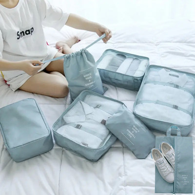 Grilazza 7 PCS Luggage Packing Laundry Cubes Carry Toiletry Suitcase Clothes Bag Set(Green)