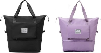 GiftyStyleHub Foldable travel Duffel Bag Large Capacity Lightweight Waterproof Combo- 2pc Small Travel Bag(Black, Purple)