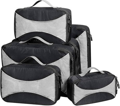 Egab 6 Set Polyester Travel Packing Cubes Bags for Clothes & Luggage (Black) Small Travel Bag(Black)