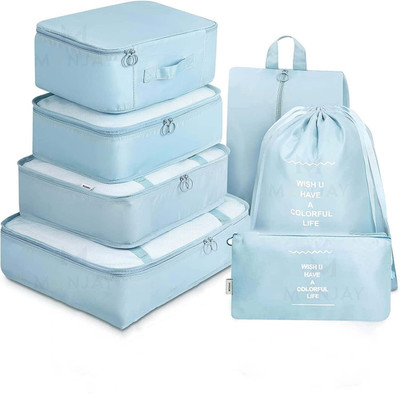 DARDRIS Stylish Organizer 7 Set Packing Cubes Bags - Travel Toiletry Kit(Blue)