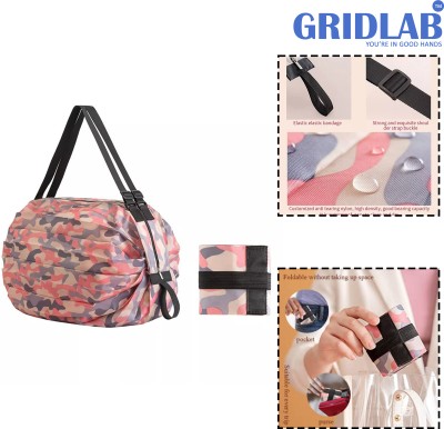 Gridlab Foldable Shopping Grocery Bag Folding Duffle Small Travel Bag Small Travel Bag  - Medium(Multicolor)