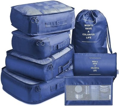 LinkPulse 7PCS Luggage PackingLaundry |Cubes Organizer Carry Suitcase|Clothes Bag Set Small Travel Bag  - 10(Blue)