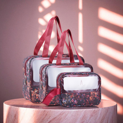 Parisal One Set, Endless Styles – Premium 3-in-1 Bag Collection Travel Toiletry Kit(Brown, White)