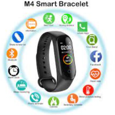 GUGGU EBN_243E_M4 Smart band compatiable with all Smartphones(Black Strap, Size : Free Size)