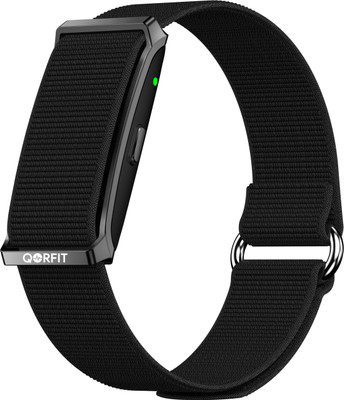 QORFIT Pulse Smart Band, 24/7 Health Tracker with HRV, BP, SpO₂, Sleep, IP68(Black Strap, Size : Standard)