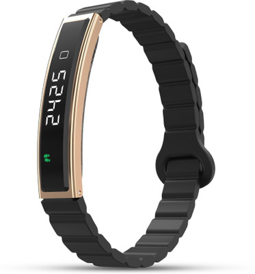 Pebble Arq Sleek Smart Bracelet | 24x7 Health Suite, Digital Display ,Magnetic Strap(Obsidian Gold Strap, Size : Free Size)