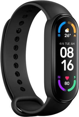 Mi Mi Smart Band 6 - Large AMOLED Color DisplayHealth Tracking, Alarm,(Black) Smartwatch(Black Strap, 152x486)