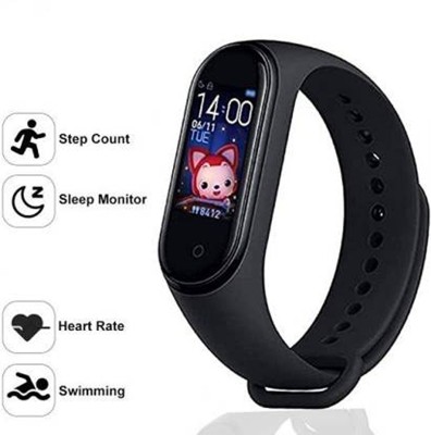 FRONY ABN_108B_M4 Smart band compatiable with all Smartphones(Black Strap, Size : Free Size)