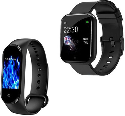 TechKing 15 years Warranty D20 Bluetooth Smart Watch & M4 Bluetooth Smart Band(Multicolor Strap, Size : L)