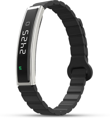 Pebble Arq Sleek Smart Bracelet | 24x7 Health Suite, Digital Display ,Magnetic Strap(Jet Black Strap, Size : Free Size)