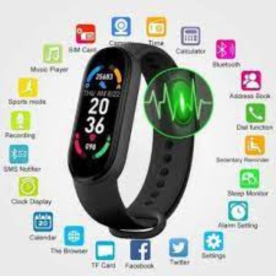 GUGGU ARN_246F_M6 Smart band compatiable with all Smartphones(Black Strap, Size : Free Size)