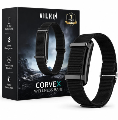 Ailkin Corvex Smart Fitness Band with 45 Days Battery Life Tracker Pro Remote Camera(Black, Grey Strap, Size : Free Size)
