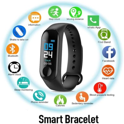 SYARA EBN_282L_M3 Smart band compatiable with all Smartphones(Black Strap, Size : Free Size)