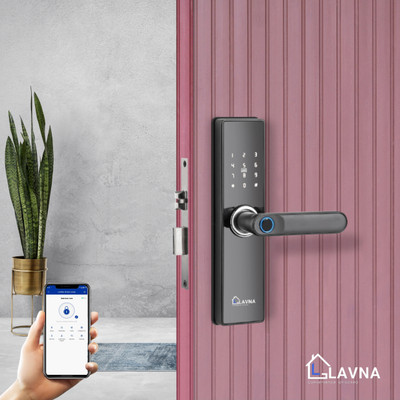 LAVNALOCKS Digital Smart Door Lock_6 Way Unlock_ Fingerprint_ Manual Key Access for Wooden Doors Smart Door Lock