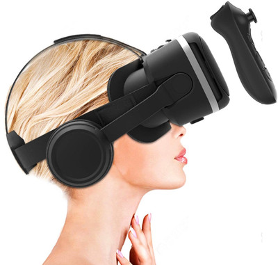 Arcnet Virtual Reality Headset w/Controller/Gamepad,VR Headsets (VR with Remote V-11)(Smart Glasses, black)