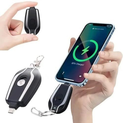 REEVA ENTERPRISE Mini Power Emergency Keychain Charger | Portable 1500mAh Type-C Smart Key(Pack of 1)