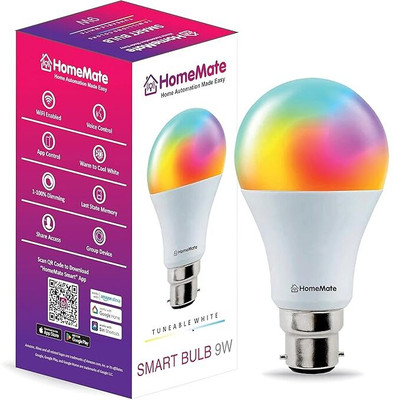 HomeMate Wi-Fi RGB+CCT Smart LED Bulb | 9 Watt, Music Sync Smart Bulb