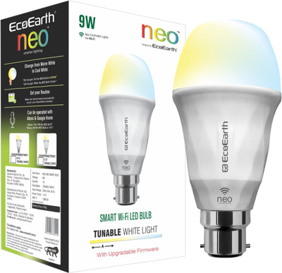 ECOEARTH Neo Wi-Fi Smart Led Bulb| Compatible with Alexa| 9W| CCT- Warm To Cool Feel| B22 Smart Bulb