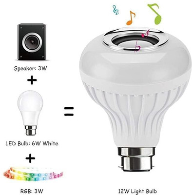 laxmi gold Smart LED Music Light Bulb With Bluetooth Remote Control 5 W Bluetooth Party Speaker(White, Stereo Channel)