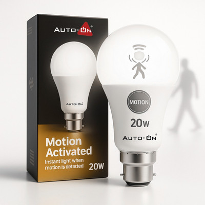 auto-on 20 W Motion Sensor Standard B22 LED Bulb(White, Pack of 10)