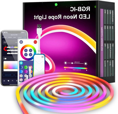 KIZJORYA Neon Strip Lights with Mobile App and Remote Controlled Light Strip