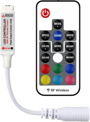 AURECIS DC 5V-24V RGB LED Controller with 24 Key RF Wireless Remote for 5050 3528 5630 Light Strip