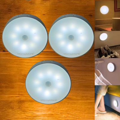 UDropMore Motion Sensor Wireless Cabinet LED Night Light |Pack Of 3 Smart Sensor Light