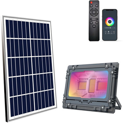 Homehop 60W Solar Led Waterproof Flood Light for Home Outdoor Garden with RGB Led