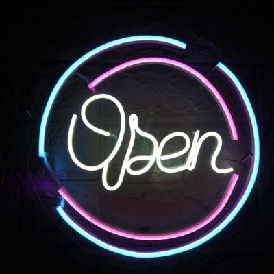 SG Print Open neon Sign for front Door Shop Store Bar Salon Restaurant (24x24) Smart Bulb
