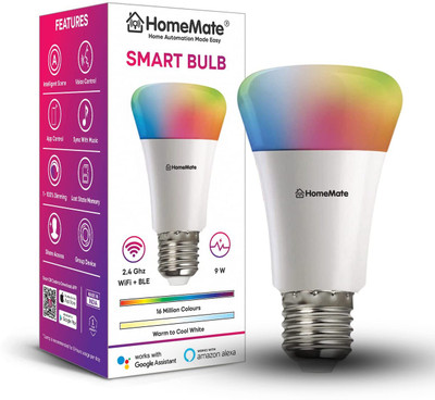 HomeMate WiFi Smart LED Bulb | 9 Watt, Music Sync Smart Bulb