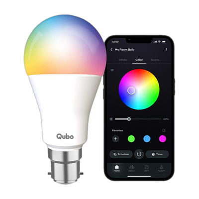 Qubo Smart Bulb 12W B22 LED| Wi-Fi+BT| 16 Mil Colours |App&Voice Control| Hero Group Smart Bulb
