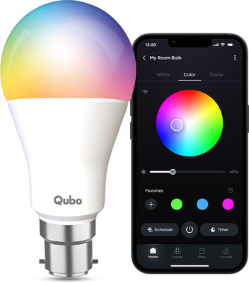 Qubo Smart Bulb 12W B22 LED| Wi-Fi+BT| 16 Mil Colours |App&Voice Control| Hero Group Smart Bulb