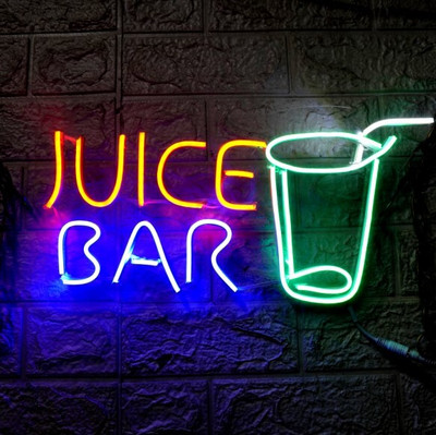 SG Print Juice Bar Neon Signs for Bar Wall Decor Smart Bulb