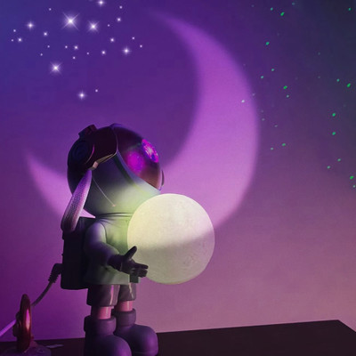 TECPHILE Night Light Astronaut Galaxy Projector with Remote Control 360° Adjustable Head Table Lamp