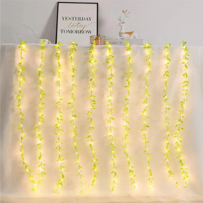 Pick Ur Needs 3 Metre 160 Warm White Color LED 8 Flash Mode Leaf Pattern Curtain String Light Ceiling Lamp