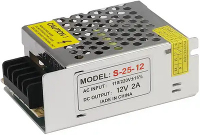 BALRAMA 12 Volt 2 Amp SMPS Metal Power Supply Transformer Adaptor Charger AC to DC 12v 24 Watts Computer PSU with 5 SATA Cables(Silver)